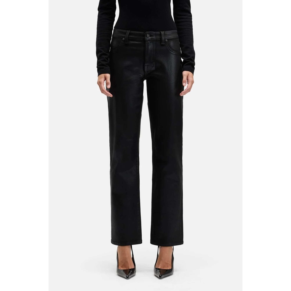 7 For All Mankind Faux Leather‎ Pants L Black Moto Luxe Straight Leg Coated $298